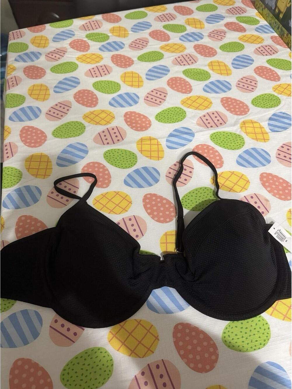 Old Navy Black Textured Underwire Balconette Swim Top NWT XXL